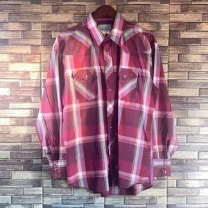 Men's Plaid Western American Hero XL Pearl Snap Shirt - Red
